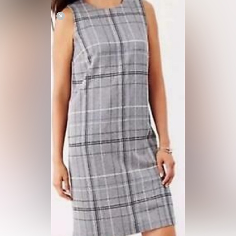 J. Jill Gray Plaid Midi Dress Sz S